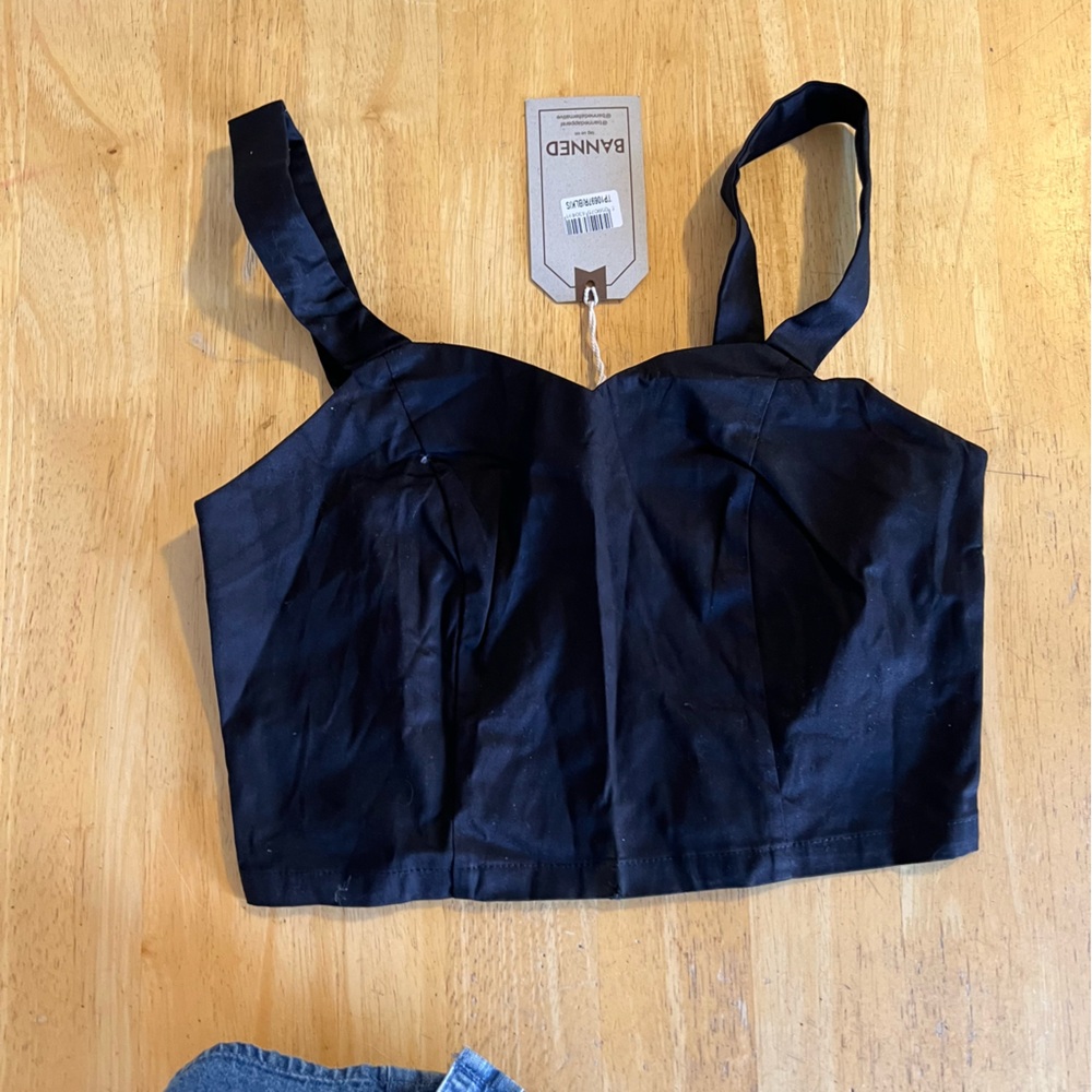BANNED Women's Bustier Tank Top Size S In Black